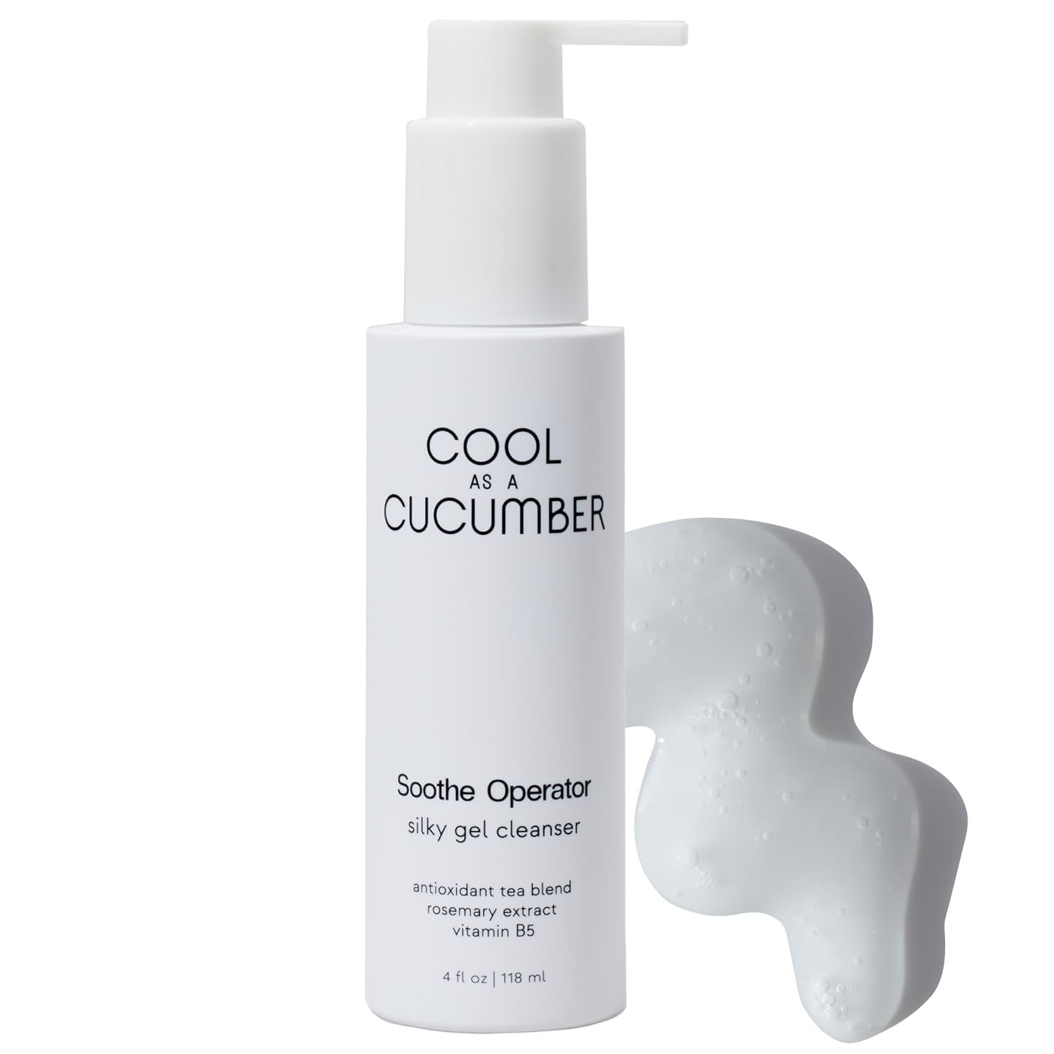 Cool as a Cucumber Soothe Operator Silky Gel Cleanser with Glycerin Gentle Cleanser Vitamin B5 Rosemary Extract Vegan Fragrance Free Non-Comedogenic Oil-Free Non-Stripping 4 fl oz