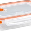 Sterilite Ultra-Seal 5.8 Cup Rectangle, Airtight Food Storage Container, Latching Lid, Microwave and Dishwasher Safe, Clear With Orange Gasket, 6-Pack