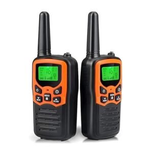 Walkie Talkies, MOICO Long Range Walkie Talkies for Adults with 22 FRS Channels, Family Walkie Talkie with LED Flashlight VOX LCD Display for Hiking Camping Trip (Orange 2 Pack) - Color Orange